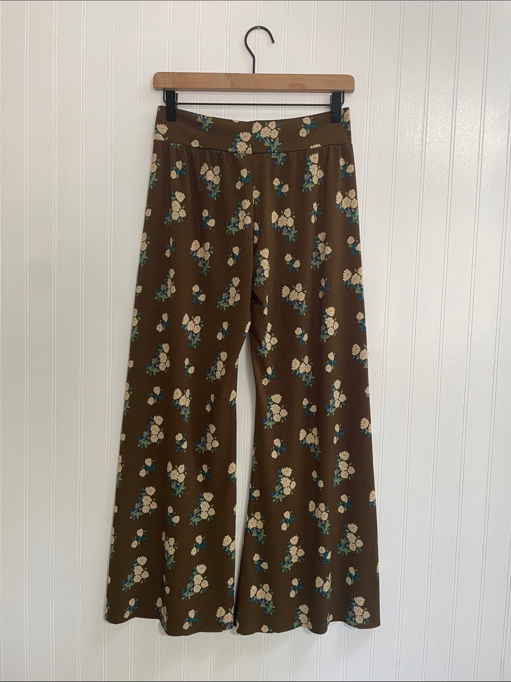 NATURAL LIFE Olive Brown Multi Floral Wide Leg Cut Your Own Length Pant Size S - Picture 3 of 9
